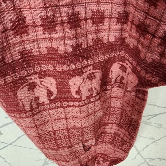 Harem Pants Thailand Red Elephants Print Smocked Harem Pants - Picture 5 of 7
